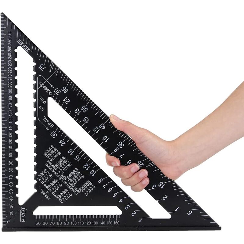 Promotion Équerre Triangle Metrique Professionnel, 30cm/300mm Équerre de Charpentier Haute Précision, Règle d'angle Menuiserie en Alliage d'aluminium