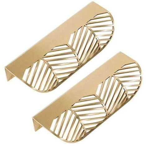 Promotion Feuille Forme tiroir Poignée en laiton Meubles Porte Bouton Pull Cabinet Armoire Poignée de porte ( 2PCS)