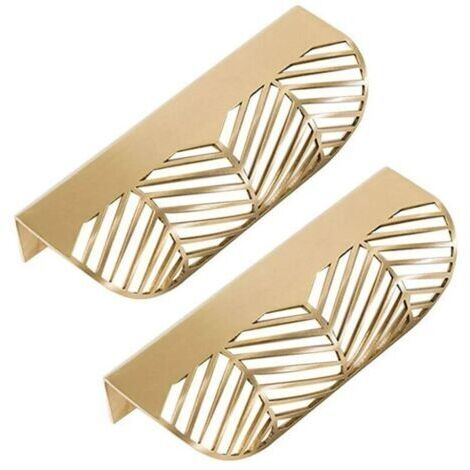 Promotion Feuille Forme tiroir Poignée en laiton Meubles Porte Bouton Pull Cabinet Armoire Poignée de porte ( 2PCS)--