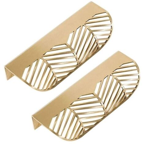 Promotion Feuille Forme tiroir Poignée en laiton Meubles Porte Bouton Pull Cabinet Armoire Poignée de porte ( 2PCS)