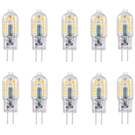 Promotion G4 LED Bulb 2W, 20W Equivalent Halogen Bulbs, Cool White 6000k, 200Lm, 12x SMD, 12V AC/DC - Pack of 10