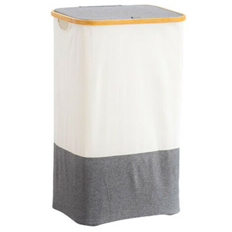 Promotion Grand Panier à Linge avec Couvercle, Grand panier linge sale avec Poignées en Bambou pour Vêtements, bac a linge laundry basket Pliable Grand 443373 （gris）