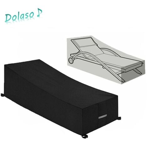 DOLASO Housse de Protection Transat/Bain de Soleil - Imperméable & Anti-UV - Tissu Oxford 210D Renforcé - Taille 210x75x40/80cm - Noir