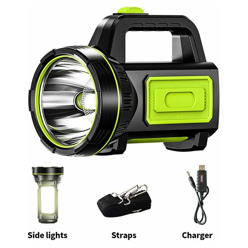 Jalleria - Promotion Lampe torche led rechargeable usb puissante de mAh avec lumière latérale, lampe torche étanche pour randonnée d'urgence, chasse