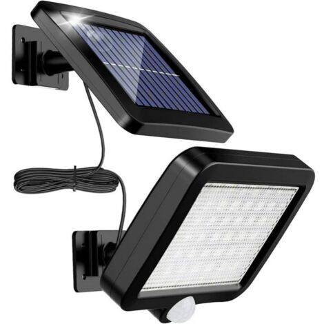 FONTAINEBLEAU Promotion Lumière solaire extérieure avec détecteur de mouvement 56 LED, lumière solaire de jardin étanche IP65 à 120 ° avec câble de 5 m [Classe énergétique A++]