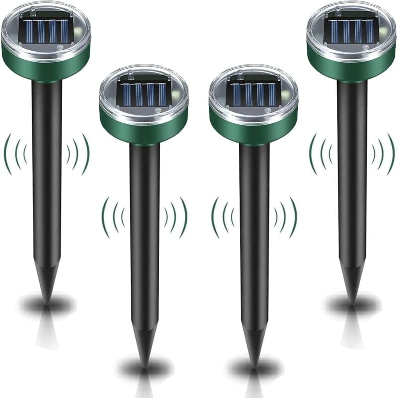 Umnuou - Répulsif solaire contre les taupes, 4 pièces répulsif à ultrasons contre les nuisibles - Lutte contre les taupes avec IP65 imperméable à