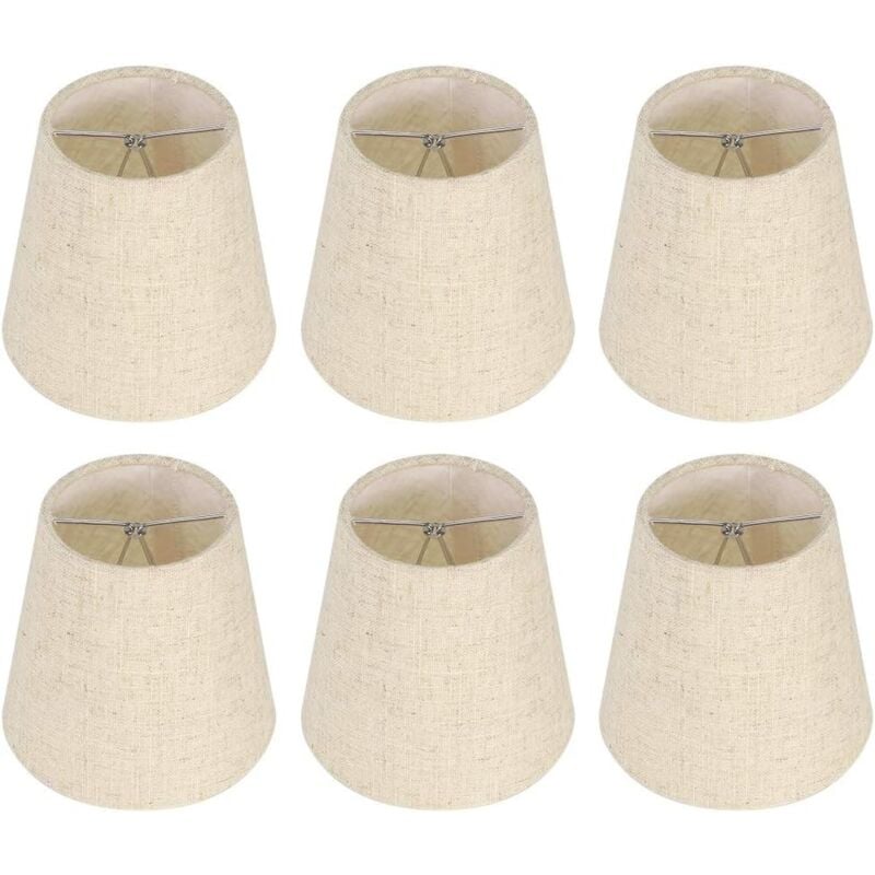 Ugreat - Promotion, Set of 6 Small Lampshades, Burlap Barrel Lampshade Clip on Bulb for Table Lamp and Floor Lamp, Nordic Chandelier Lampshade Beige