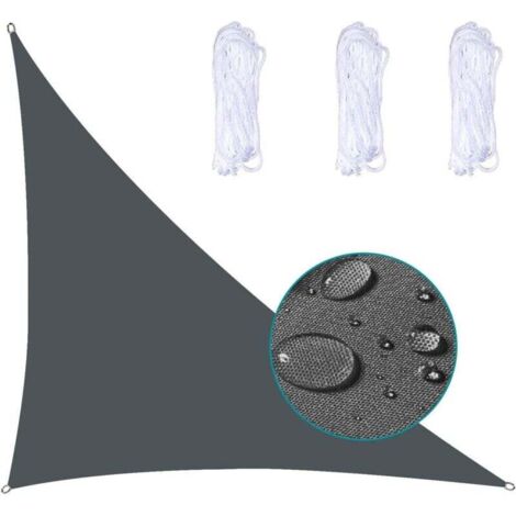 Promotion, Voile D'Ombrage Triangle ImperméAble Toile Tendue Protection des Rayons UV Tissu ImperméAble RéSistant Aux IntempéRies SèChe Rapidement pour Jardin Parcs Pelouses, 2X2X2m,Gris Foncé,