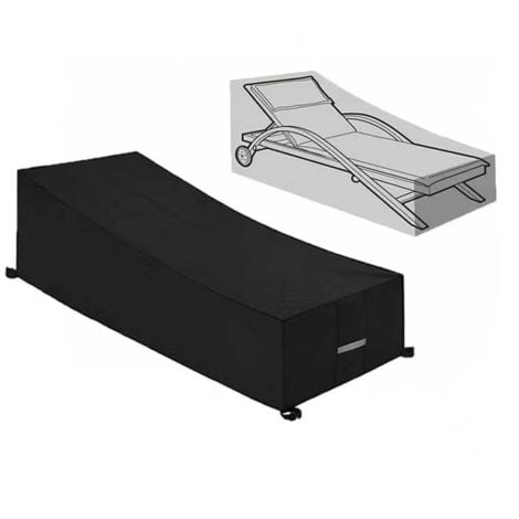 Promotional Protective Cover, Waterproof, Windproof, UV Protection, 210D Oxford Fabric, Protective Cover for Sun Lounger, Deck Chair (210 x 75 x 40/80 cm) - Black