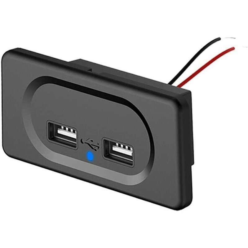 [Promotions en stock] Prise Double Chargeur USB, 12V-24V 3.1A Panneau de Commande du Chargeur de Voiture Prise de Charge Etanche pour Voiture Camion