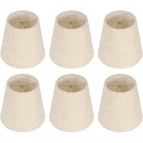 Promozione: 6 paralumi mini in lino con pinza – ideali per lampade da scrivania e da terra, stile nordico, colore beige, dimensioni 9 × 14 × 13,2 cm
