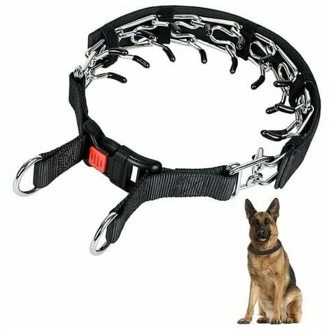 Prong dog collar, dog choke collar with snap closure, no-pull dog collar for medium and large breed dogs