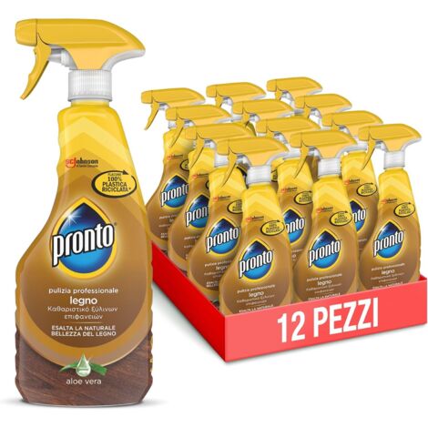 PRONTO TRIGGER PACCO DA 12 PZ LEGNO ESALTA LA NATURALE BELLEZZA DEL LEGNO FRAGRANZA ALOE VERA 1 CONFEZIONE DA 500 ML