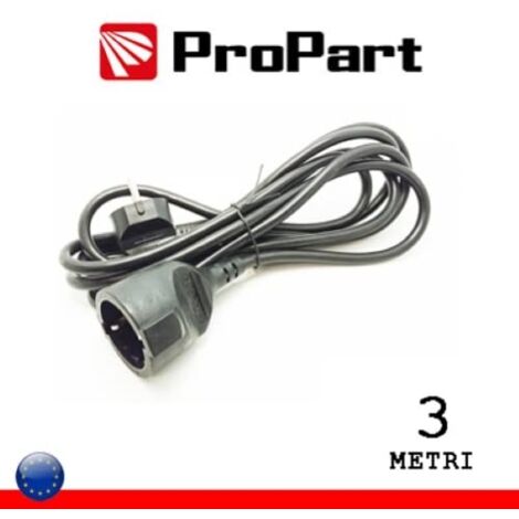 ProPart Prolunga lineare Schuko16A 3metri spina Schuko 16A nera Black