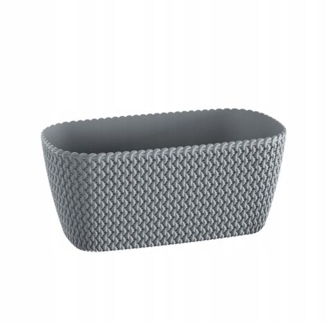 Properplast Vaso di fiori di plastica splofy rettangolare da 7,4l in colore grigio, 39,7x18x14,5cm