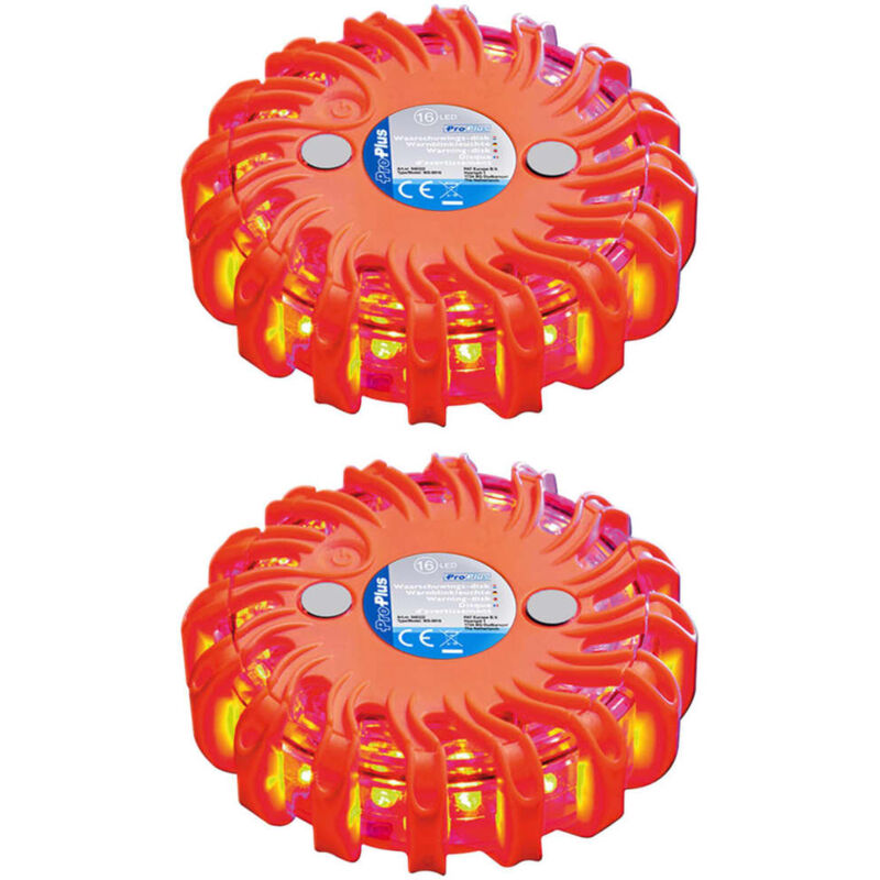 Proplus - Disques d'avertissement avec 16 led 2 pcs Orange