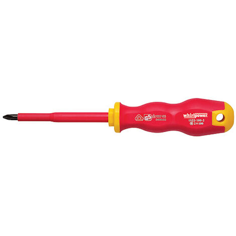 PROREGAL Isolierter Schraubendreher Kreuz Whirlpower® PZ2 / 100mm, DIN8764, VDE 1000V, GS
