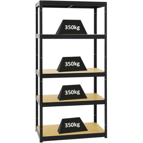 PROREGAL - PREISWERTE QUALITÄT PROREGAL Schwerlastregal Slim Elephant S HxBxT 180x90x45 cm 5 Ebenen Fachlast 350 kg Schwarz