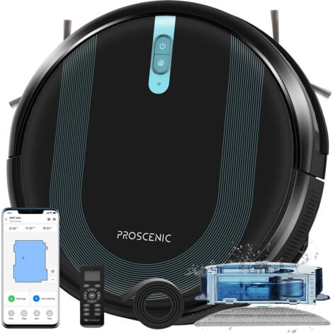 Proscenic 850T - Robot aspirapolvere - Aspirazione e lavaggio 2 in 1 - Aspirazione forte 3000 Pa - 155min - Navigazione con giroscopio - Controllo con Alexa/App/Siri/IFTTT