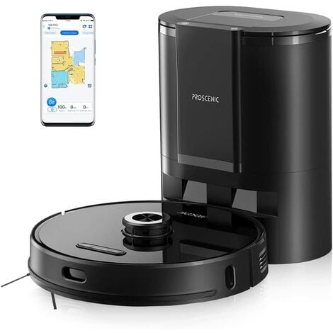 PROSCENIC M8 PRO Aspirateur robot 2 en 1 avec Collecteur automatique de poussières - Aspiration et lavage 3000 Pa - Navigation Laser