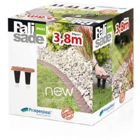 Prosper IPAK2-405U - "Plaska" Steinpalisade, Farbe Steingrau, 383,4 x 11,5 cm, Packung mit 24 Stück.