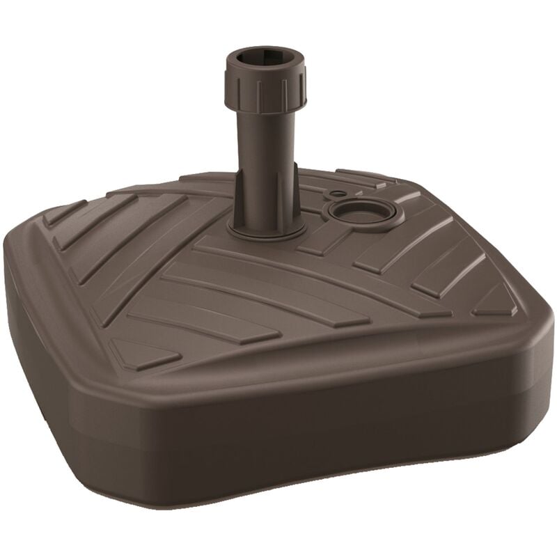 PROSPERPLAST Base de parasol polyéthylène carré à rayures 39 x 39 x 13 cm chocolat