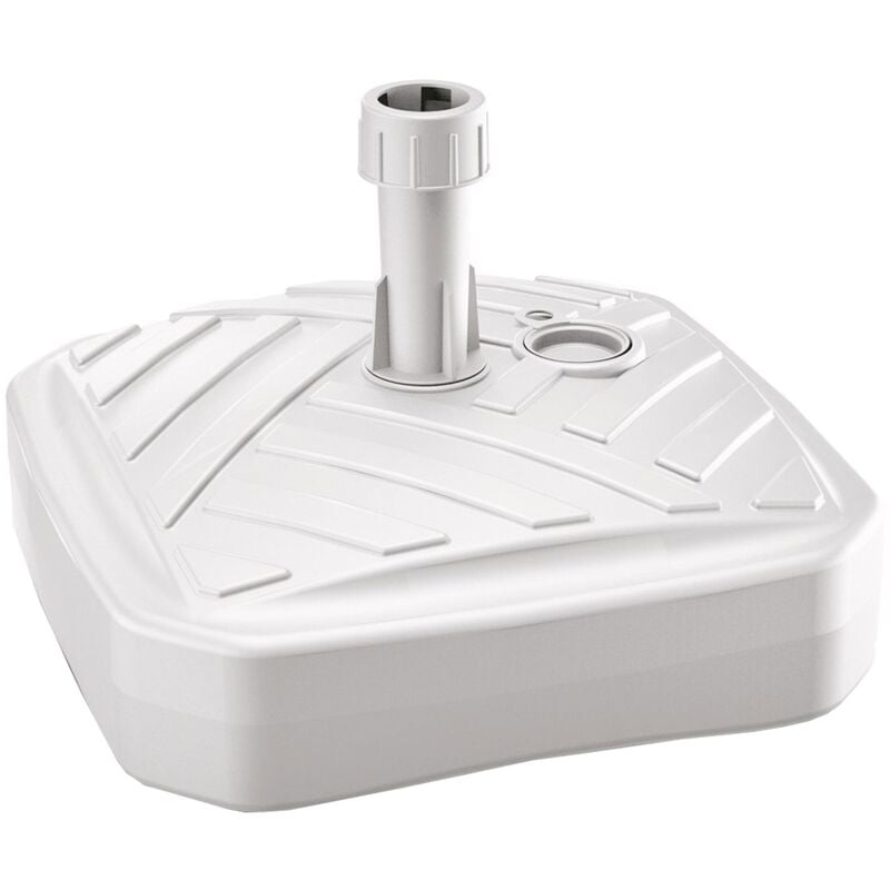 Prosperplast - Base de parasol polyéthylène carré à rayures 39 x 39 x 13 cm blanc - Blanc