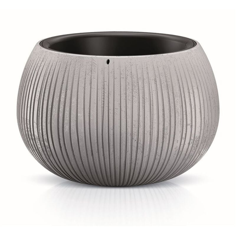 Prosperplast - Beton Bowl Pot de fleurs en plastique 2 en 1 avec pot rond en couleur ciment 13,6 (Hauteur) x 18 (Profondeur) x 18 (largeur) cm