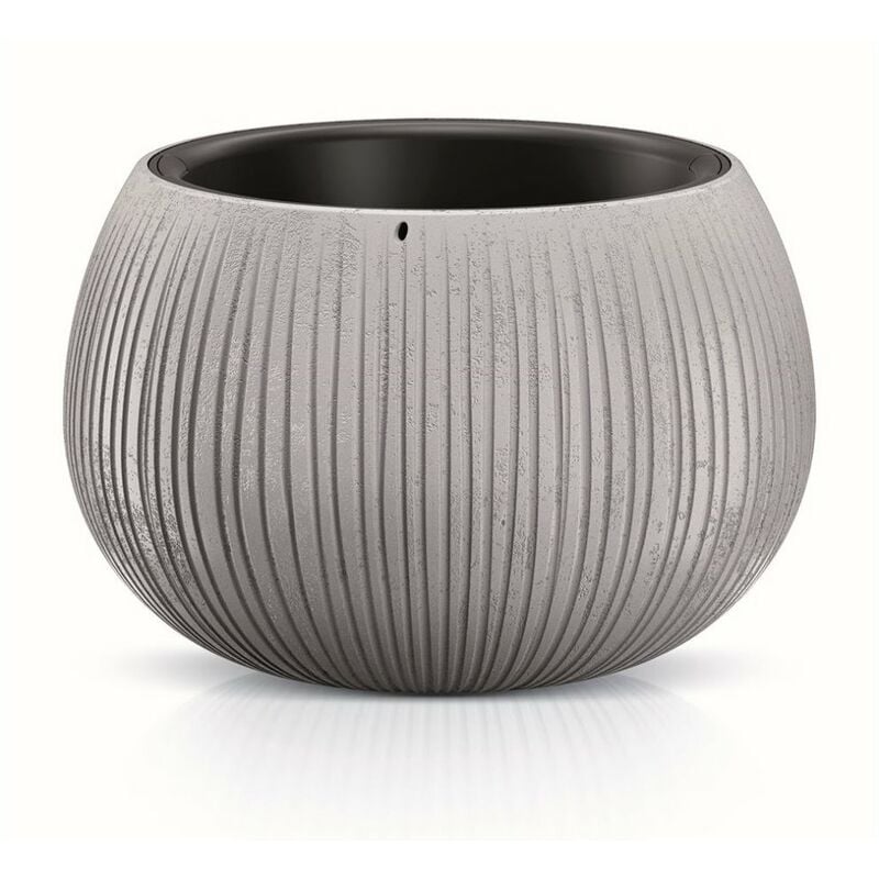 Prosperplast - Beton Bowl Pot de fleurs en plastique 2 en 1 avec pot rond en couleur ciment 19,5 (Hauteur) x 29 (Profondeur) x 29 (largeur) cm