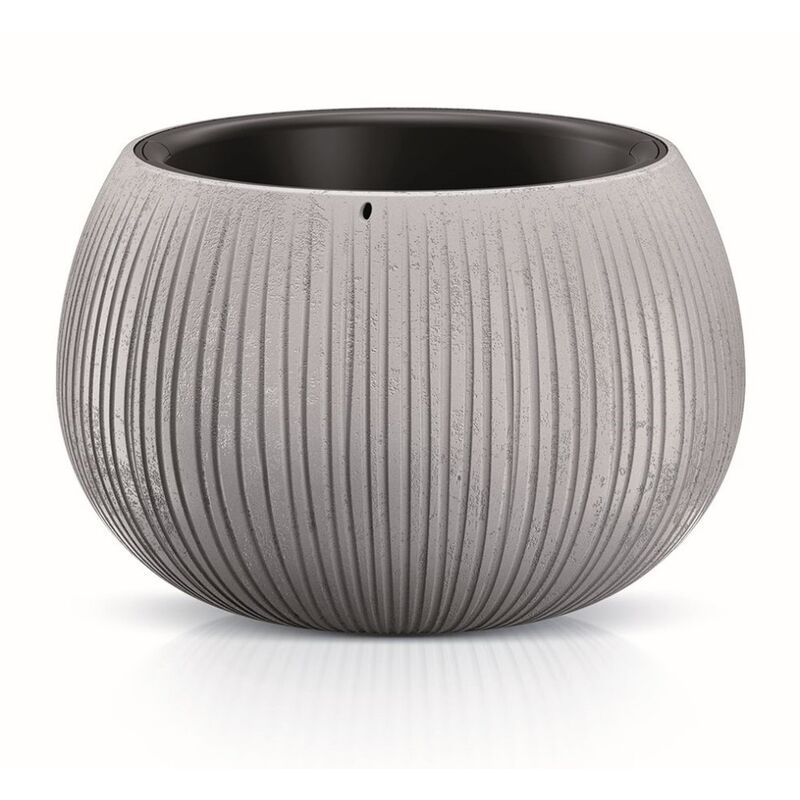 Prosperplast - Beton Bowl Pot de fleurs en plastique 2 en 1 avec pot rond en couleur ciment 30 (Hauteur) x 47,8 (Profondeur) x 47,8 (largeur) cm