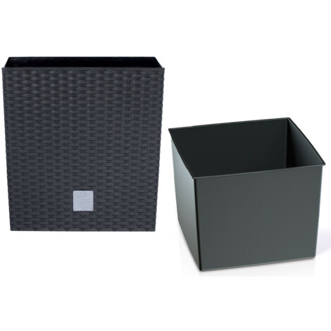 Prosperplast Blumentopf Blumenkübel Anthrazit mit Pflanzeinsatz, Kunststoff, Höhe: 40,8 cm