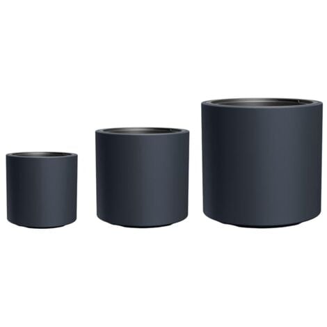 PROSPERPLAST Blumentopf Blumenkübel mit Einsatz Heos, Anthrazit Kunststoff 30 / 40 / 47 cm, Größe: Ø 30 cm