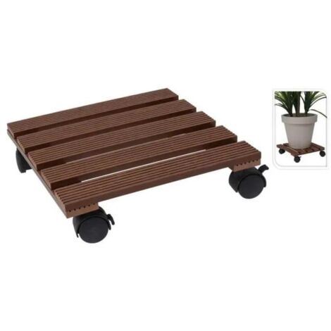 Prosperplast Chariot à plantes carré marron 29x29 cm bois