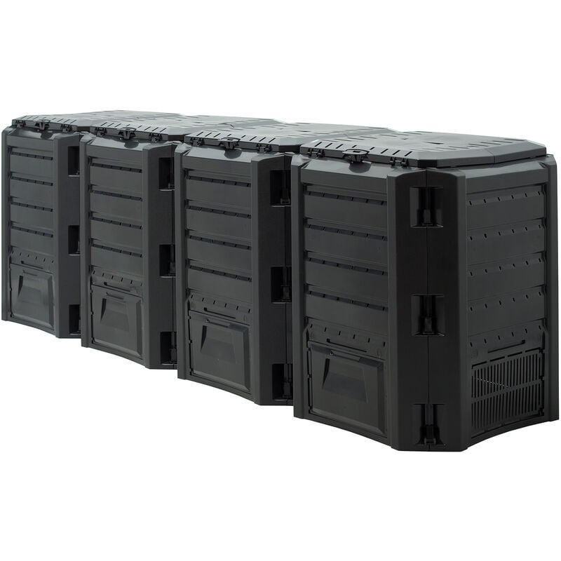 Deuba Eco Friendly Garden Composter Unit - Black Recycling Thermo Outdoor Composting Box - 380L, 800L, 1200L, 1600L 1600 L