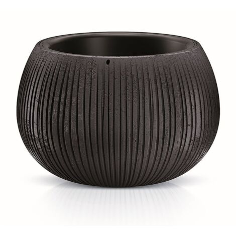 Prosperplast Maceta de plástico CON depósito en color Cemento negro BETON BOWL
