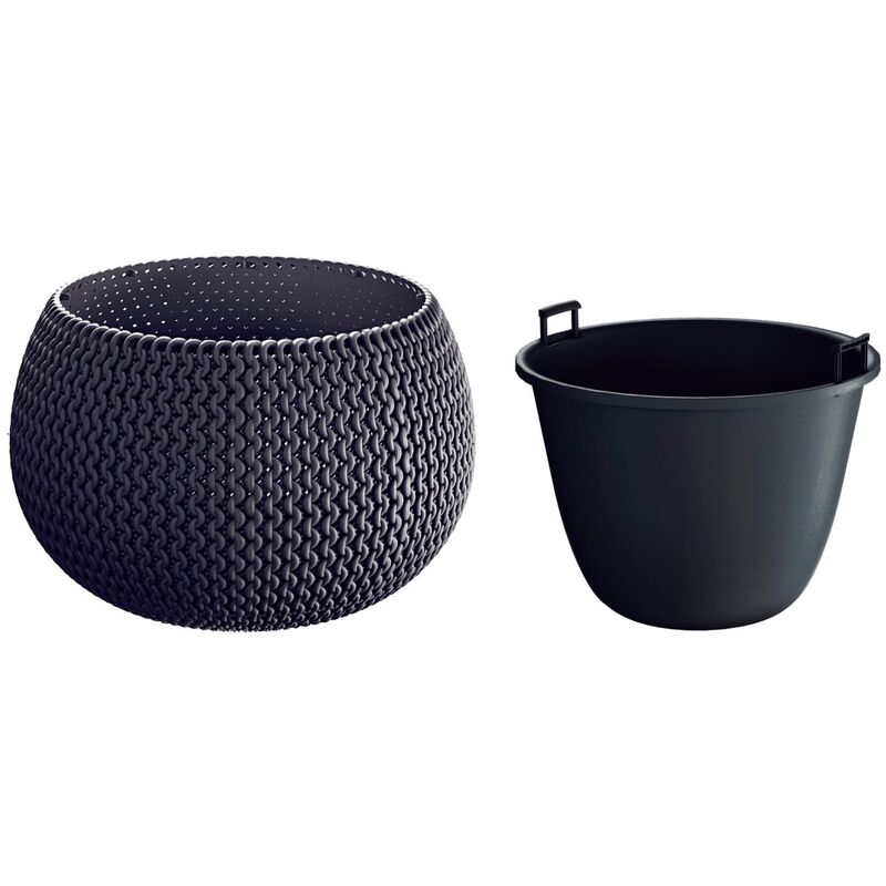 

Prosperplast - Maceta redonda con deposito Splofy Bowl de plastico en color antracita 14,4 (largo) x 14,4 (ancho) x 11 (altura) cm