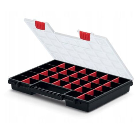 Prosperplast  Organisateur d'outils NOR12 - 21 compartiments - Noir - Pratique et modulable - Transparent