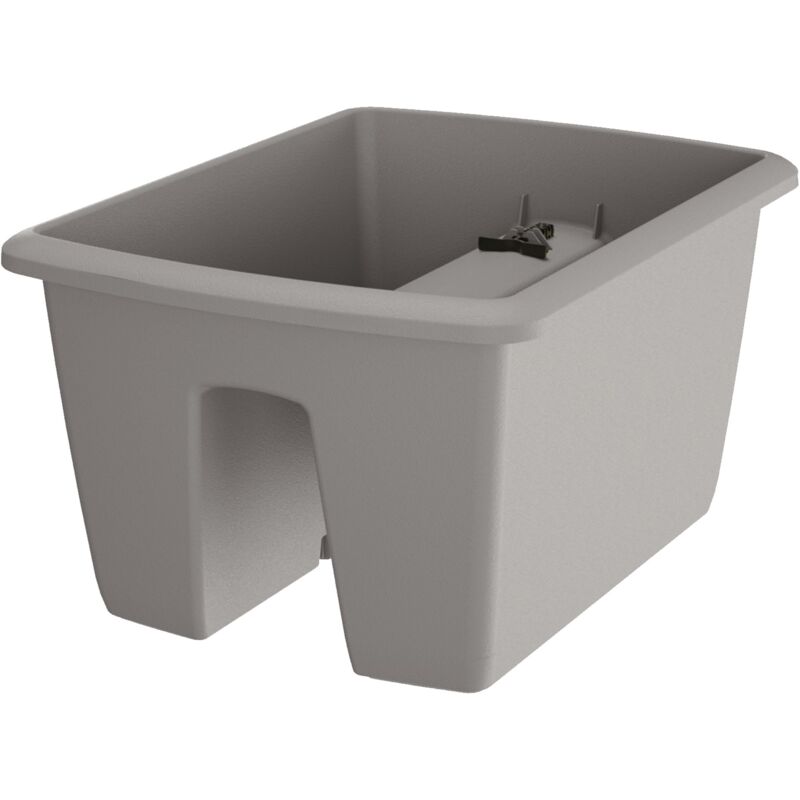 Pot de fleur carré Respana 39,8x39,8x29,8 cm en plastique gris pierre - Prosperplast