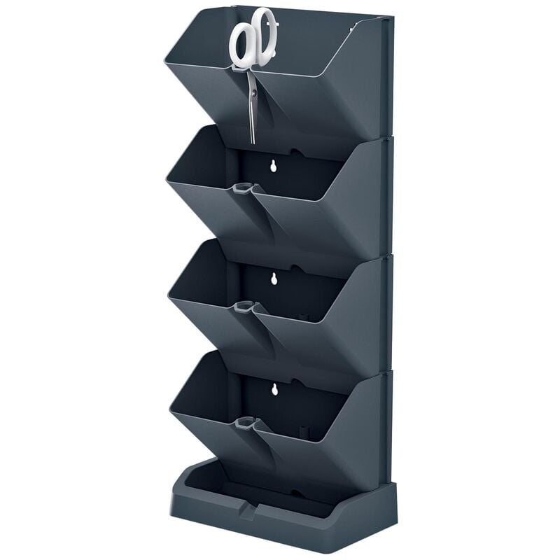 Jardinière verticale Prosperplast Mini Cascade en plastique de couleur anthracite 19,5 (l) x 11,4 (l) x 47,5 (h) cm avec ciseaux de jardinage
