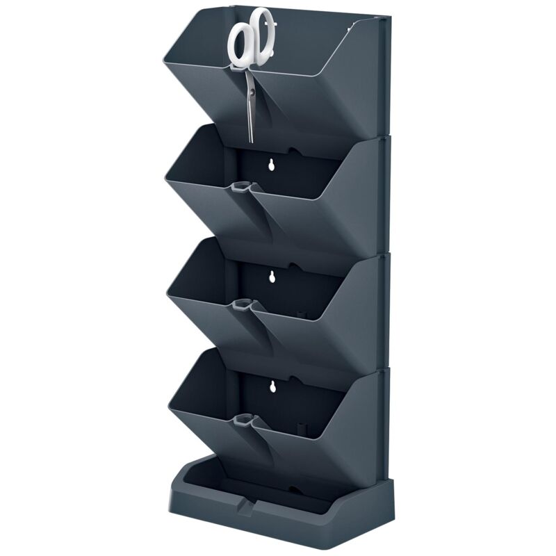 Prosperplast Macetero Vertical Plástico Antracita 19,5x11,4x47,5cm con Tijeras de Jardín