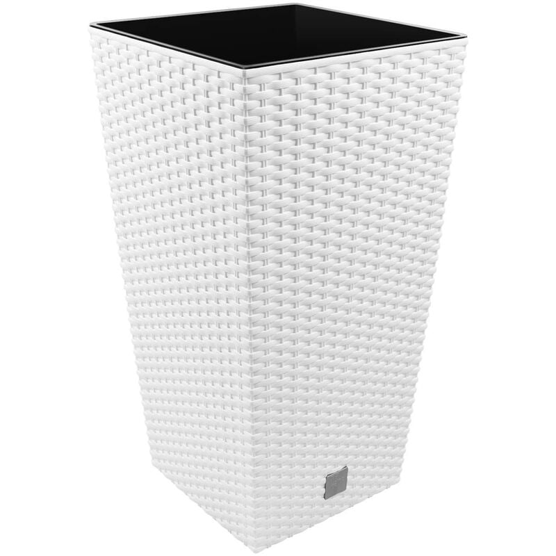 19 l Prosperplast Rato Square grand pot carré en plastique avec réservoir en blanc, 45 (h) x 24 (l) x 24 (p) cm - Blanc