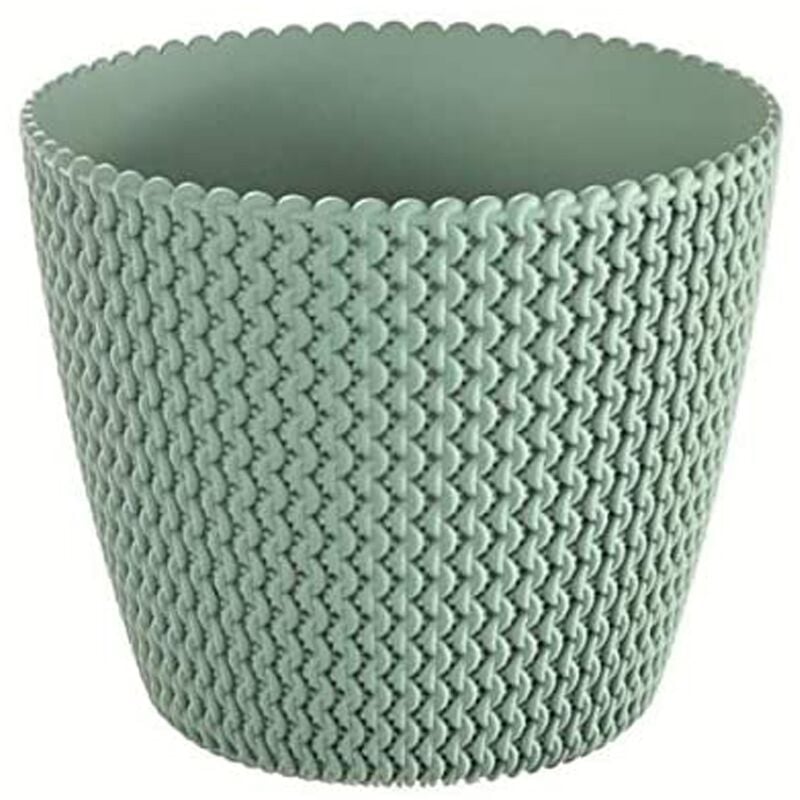 PROSPERPLAST Pot en polypropylène tricoté pour l'intérieur ou l'extérieur Ø 22 x 18 cm - Menthe