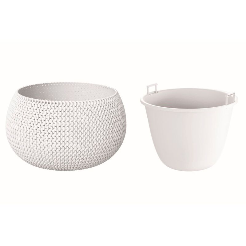 Prosperplast - Splofy Bowl pot rond en plastique blanc avec réservoir 14,4 (l) x 14,4 (l) x 11 (h) cm