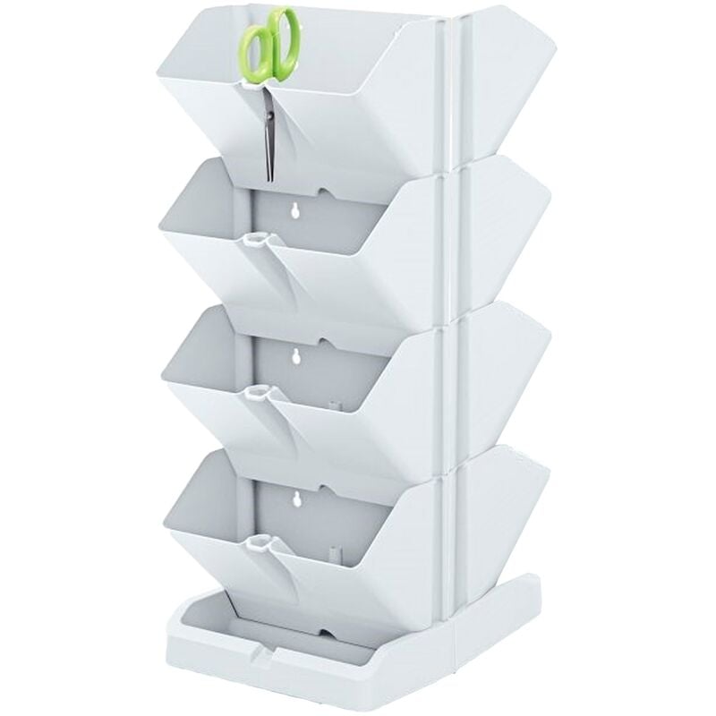 Prosperplast Set 2 pots de fleurs Cascade en plastique Blanc 19,5 (longueur) x 11,4 (w) x 47,5 (h) cm avec ciseaux - Blanc
