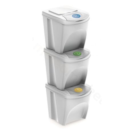 Prosperplast Set 3 poubelles de recyclage avec capacité de 75 litres en blanc - Blanc