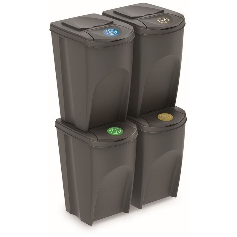 Prosperplast - Lot de 4 bacs de recyclage Sortibox 140L Sortibox de couleur grise - Gris