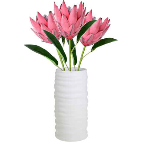 Protea-Flock-3-teiliges rotes künstliches Blumen-Hochzeitsdekor-Brautstrauß und -Gesteck