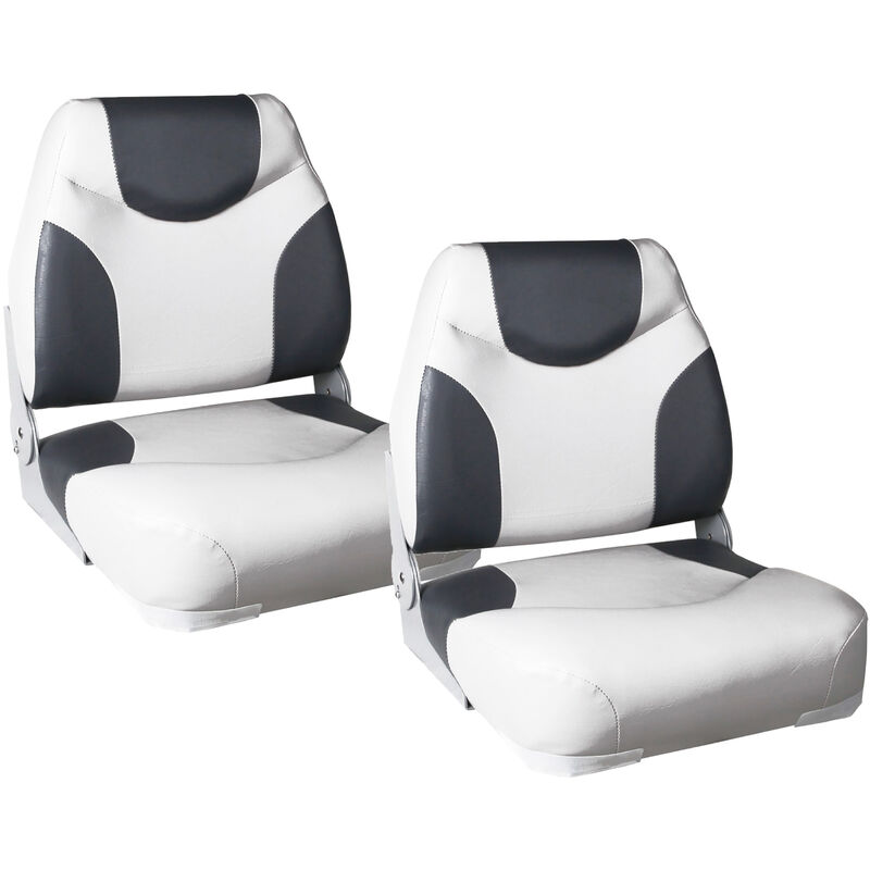 Image of [pro.tec] 2x Sedile barca 'Exclusive - Line' (grigio- bianco) - di similpelle impermeabile / sedile timone / impermeabile / imbottito / sedile