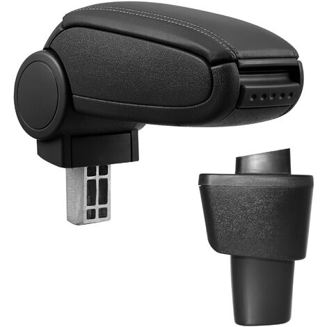 [pro.tec] Accoudoir central compatible avec Hyundai i10, Seconde génération - avec compartiment - rembourré - cuir-synthétique - noir avec des coutures noirs 53149231
