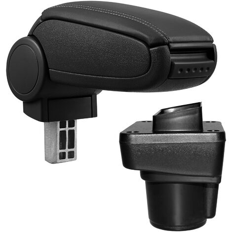 pro.tec Accoudoir central console - avec compartiment - rembourré - similicuir - noir avec couture noir